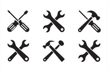Silhouette Tools Icon Set for Repair and Maintenance Themes

