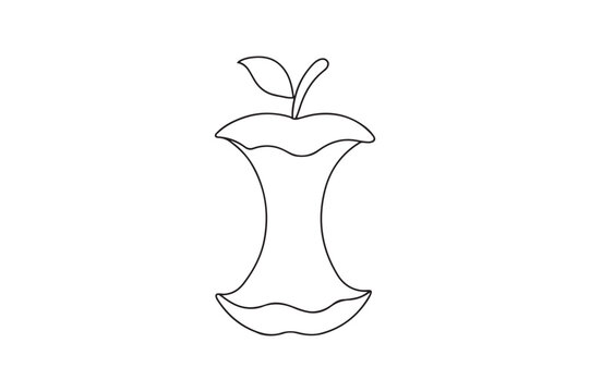 Apple Core continuous one line drawing minimalism design