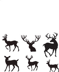 Versatile Black Deer Silhouette Pack for Crafting and Printing