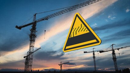 Multiple cranes at sunset with a 3D 