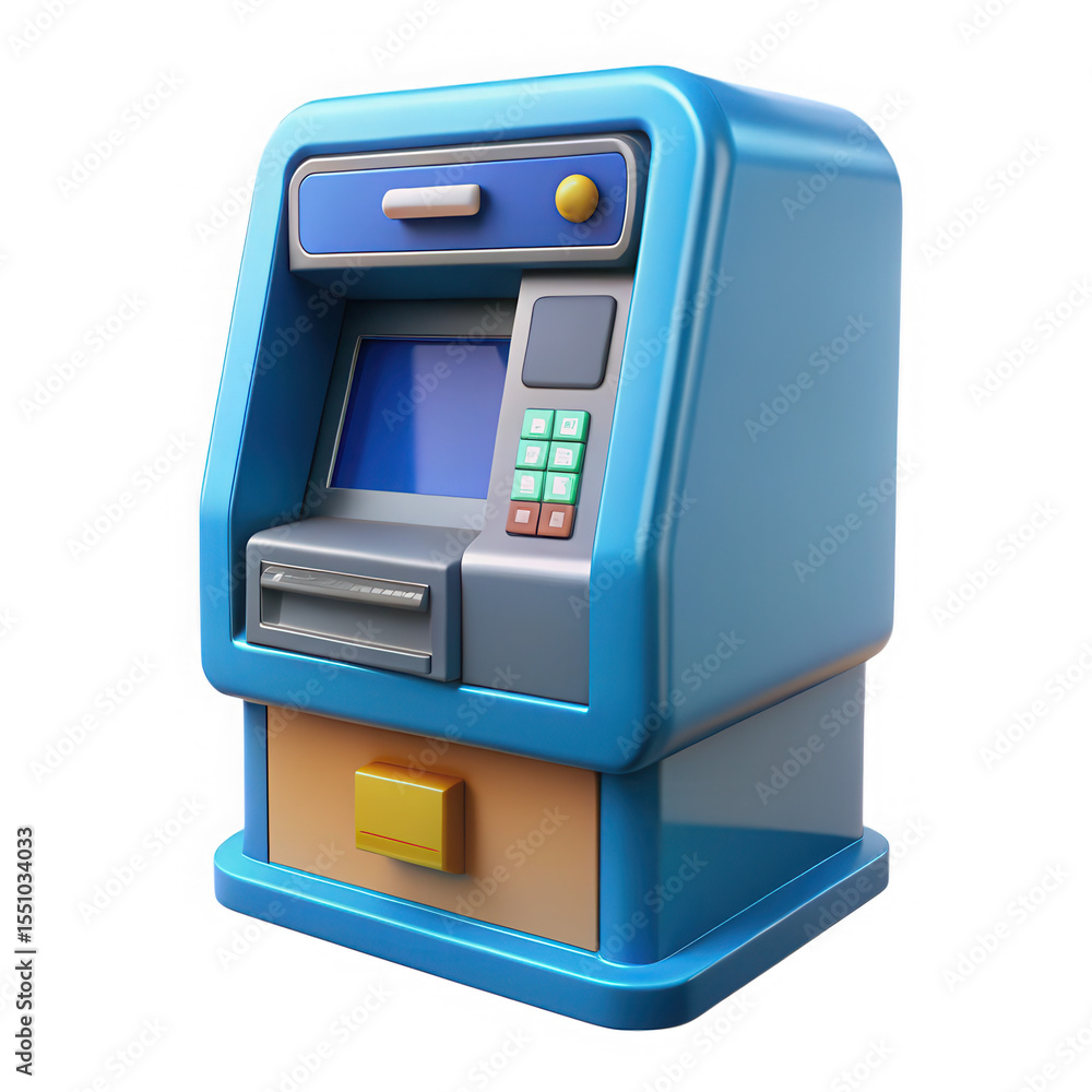 Poster 3d atm machine isolated on transparent background