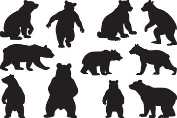 Elegant Bear Silhouette Vector Set for Nature-Inspired Designs