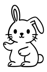 Cute Black and White Cartoon Bunny Illustration