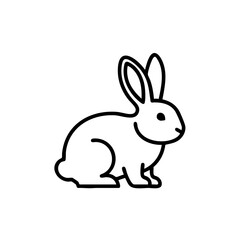 Obraz premium Cute rabbit icon in linear black outline style