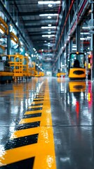 Industrial warehouse interior, modern machinery
