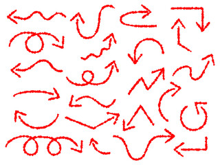 クレヨンタッチの赤い矢印アイコンセット
