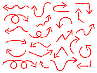 クレヨンタッチの赤い矢印アイコンセット
