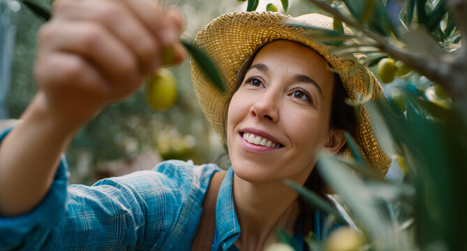The harvest. Olive groves and traditional harvesting in Mediterranean fields. Capturing the essence of rural life, agriculture, and authentic food production with a sustainable and cultural identit - Powered by Adobe