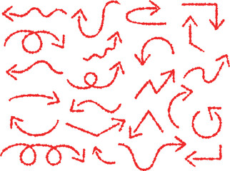 クレヨンタッチの赤い矢印アイコンセット
