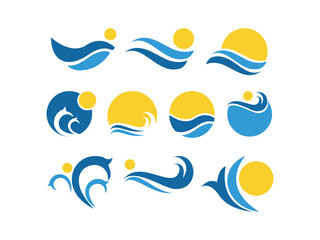 Simple logo collection with beach and sun theme