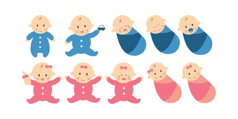 Cute hand drawn baby illustrations collection