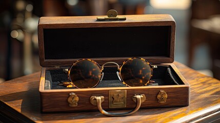 Tortoiseshell Glasses in Wooden Case