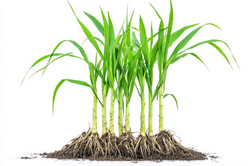 Sugarcane Field Illustration on Transparent Background, AI Generated Agriculture Scene

