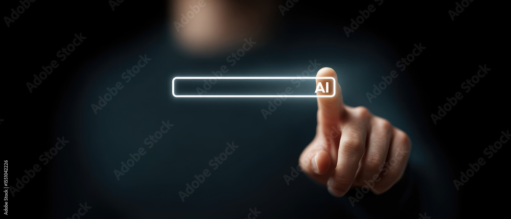 Poster exploring ai search technology innovations in business a futuristic analysis of intelligent systems 