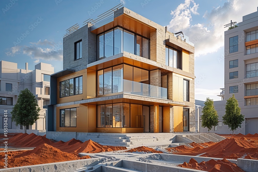Poster dynamic 3d building renovation visualization background