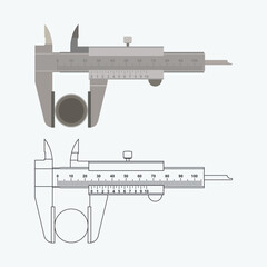 Vernier calipers icon design stock illustration