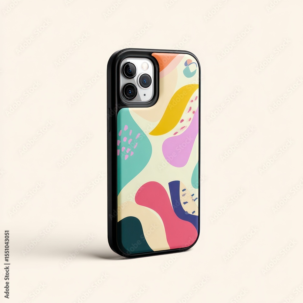 Poster cartoon phone case mockup with open area for inserting your unique design or branding.