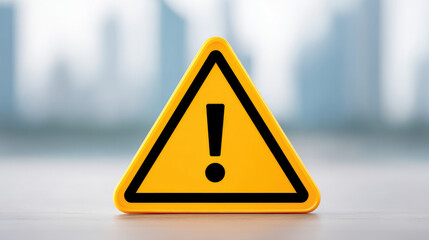 Warning sign alerting on safety risks in urban environment focused close-up of caution symbol professional setting emphasizing awareness