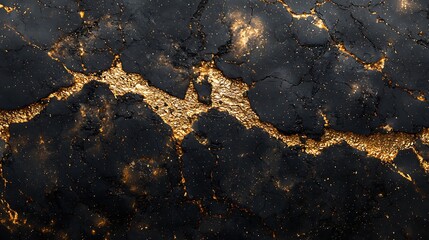 Abstract Black and Gold Crackle Texture Luxury Elegant Glittery Background Design