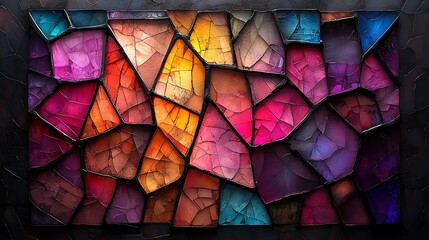 Abstract Colorful Mosaic Pattern Rich Jewel Tones Stained Glass Style Painting Texture