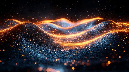 Abstract Glowing Particle Waves Dynamic Blue and Orange Energy Background