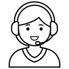 call center operator line art vector