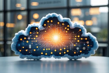 Distinct Cloud Silhouette with Networked Nodes for Advanced Technology Integration