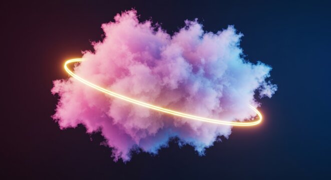 Neon Glow Cloud Planet: A Digital Dreamscape