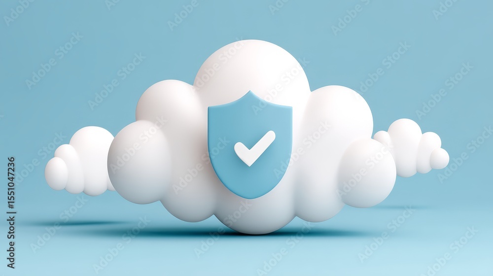 Poster cloud security shield, protecting your data in the digital realm secure your information now