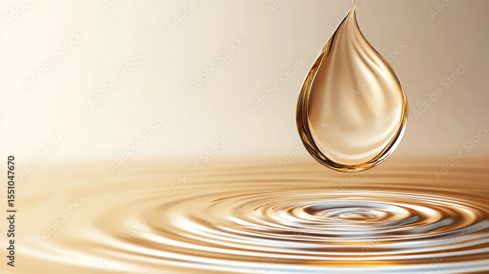 Aufkleber A close-up image of a water droplet descending into calming ripples, creating a tranquil and refreshing atmosphere.