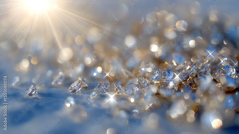 Aufkleber A close-up view of sparkling crystals reflecting sunlight, creating a mesmerizing display of light and color.
