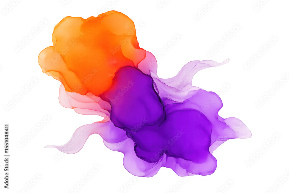 Poster colorful inks blending, swirling across transparent surface, generating dynamic abstract patterns wi