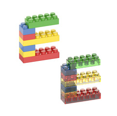 Naklejka premium 3d render of colorful bricks letter E