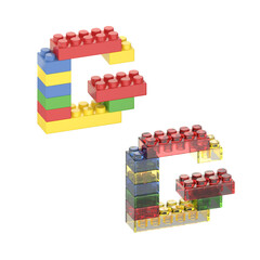 3d render of colorful bricks letter G
