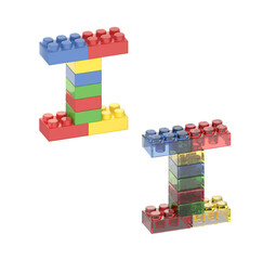 Naklejka premium 3d render of colorful bricks letter I