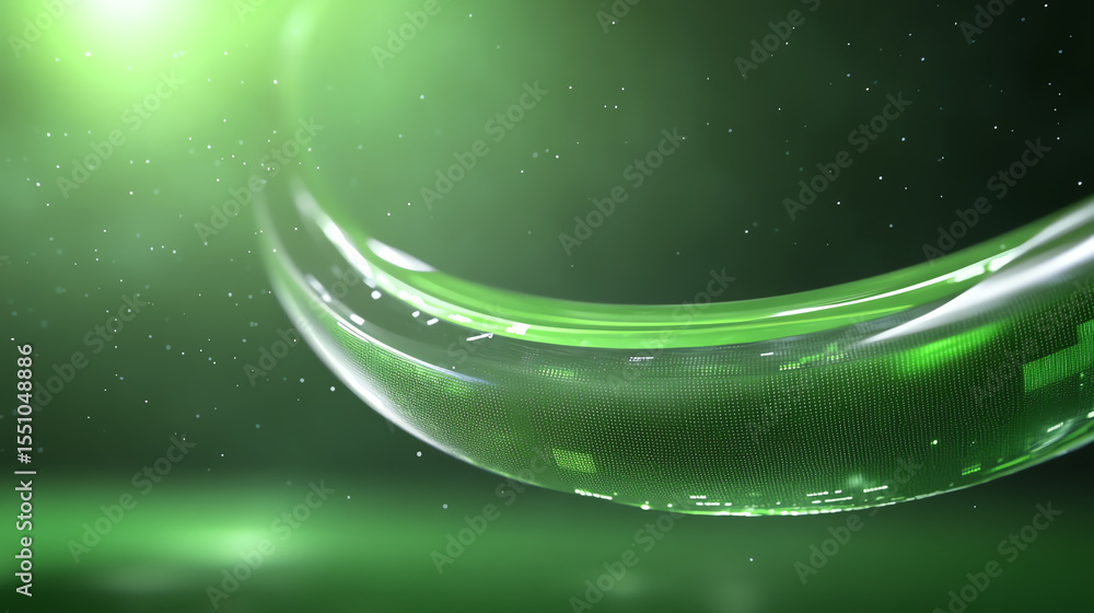 Aufkleber A mesmerizing green drop glistens with light, creating an engaging and dynamic effect, perfect for digital design projects.