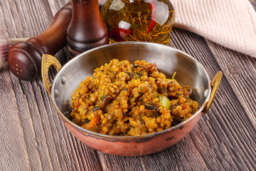 Vegan garnish - lentil with vegetables