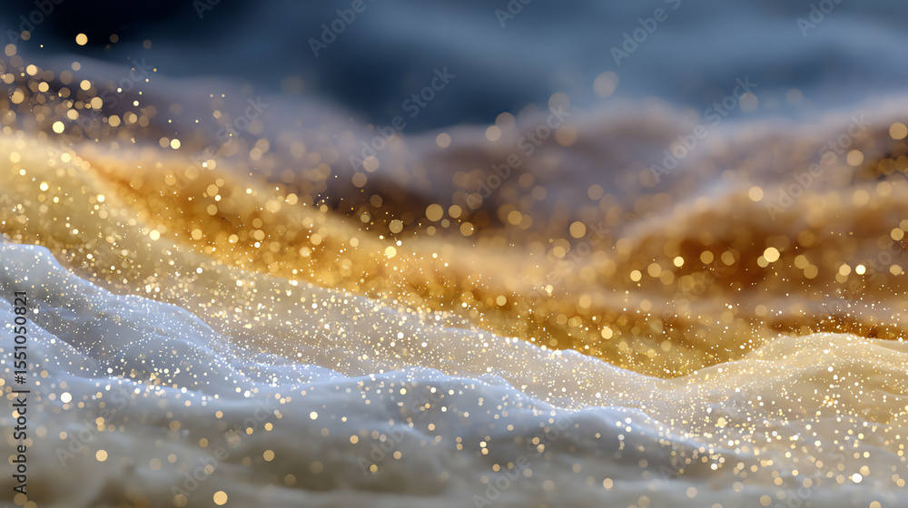Aufkleber a stunning close-up of soft waves and shimmering particles reflecting light, creating a mesmerizing 
