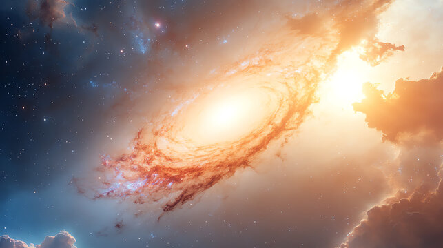 A stunning view of a galaxy glowing with vibrant colors, showcasing the beauty and mystery of the universe.