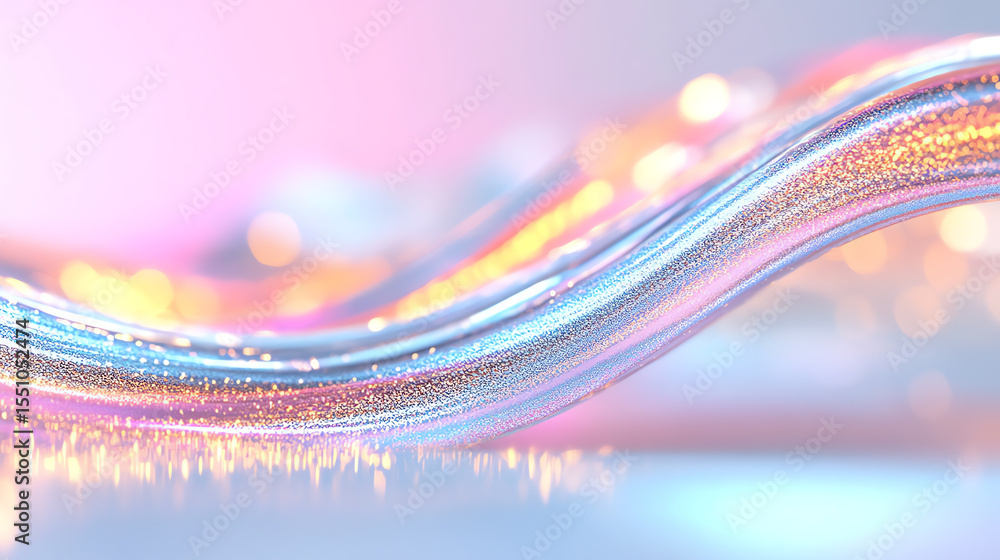 Aufkleber Abstract colorful wave patterns with shimmering lights create a vibrant background for creative projects and designs.