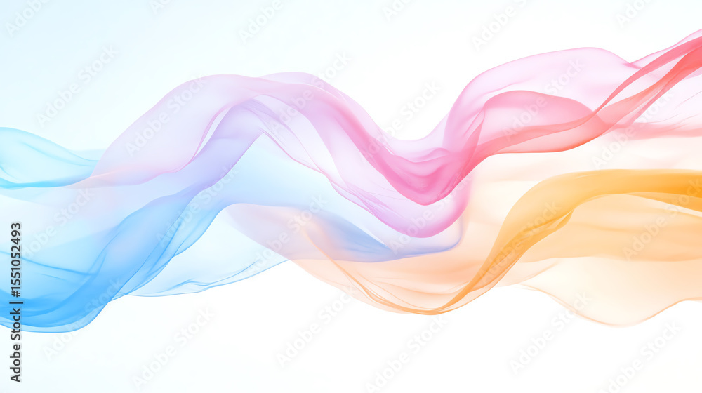 Poster Abstract colorful waves of light fabric flowing gracefully, creating a serene and calming atmosphere for various designs.