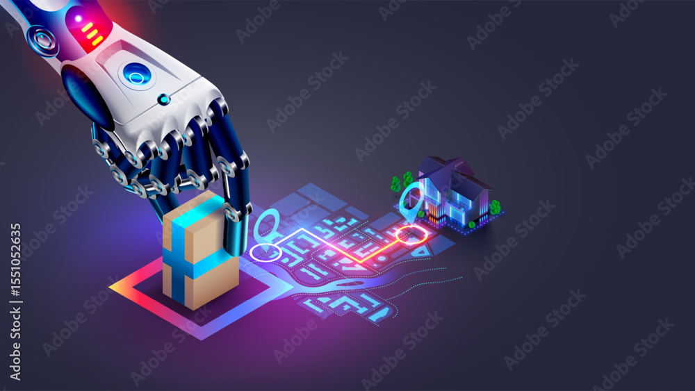 Poster ai manages automated delivery of orders from warehouse to buyer. ai software management delivery. ai