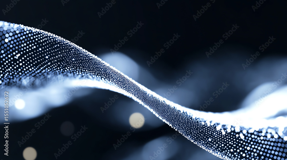 Aufkleber Abstract pattern of light waves creating a mesmerizing flow in a digital environment, showcasing modern technology and innovation.