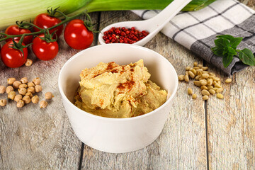 Natural chickpea hummus with paprika