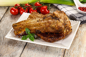 Tasty roasted pork ribs with spices