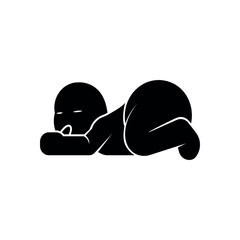 Baby sleeping. Infant icon lying on stomach. 
