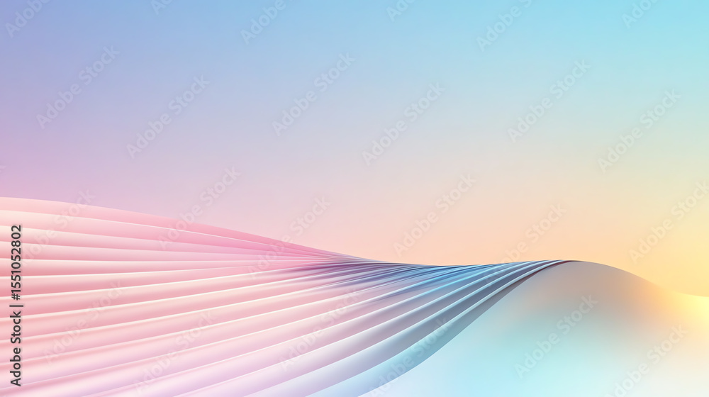 Poster Abstract wave design featuring soft pastel colors, creating a serene and modern visual effect for backgrounds or artistic projects.