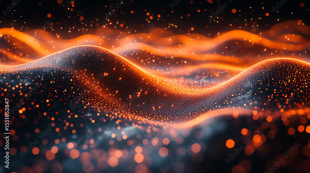 Poster Abstract waves of light and color create a mesmerizing visual experience with luminous particles, perfect for creative projects.