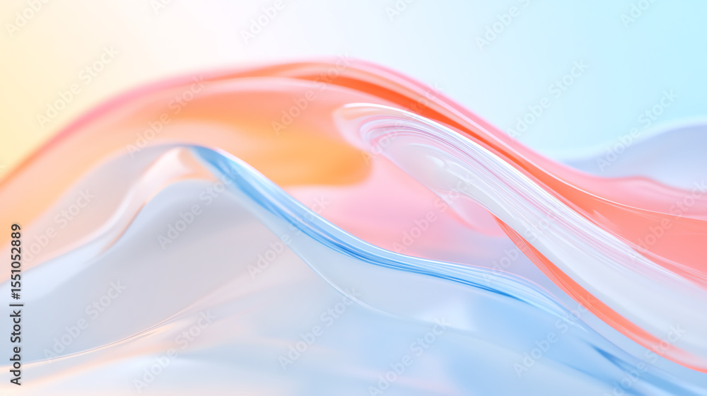 Poster Abstract wave formation blending soft pastels, creating a serene and calming visual experience in modern design.