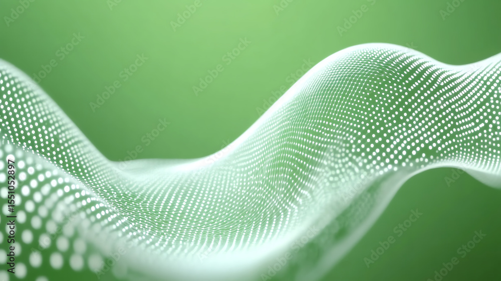 Aufkleber Abstract wave patterns in green, showcasing digital design and modern aesthetics with a smooth and vibrant look.